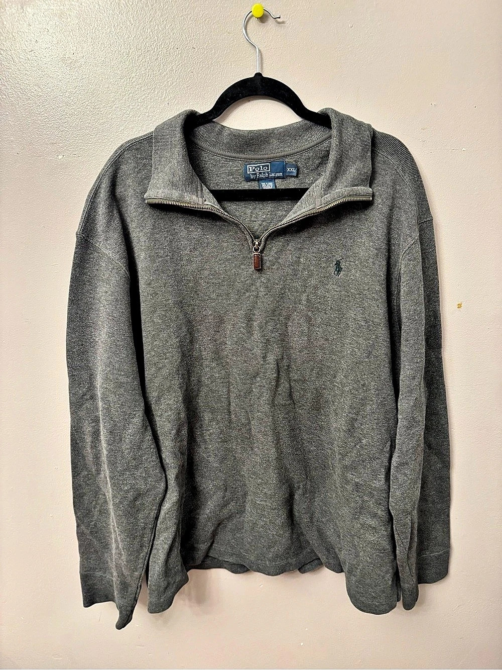Polo Ralph Lauren Men's Cotton Quarter-Zip Pullover Sweater Gray XXL